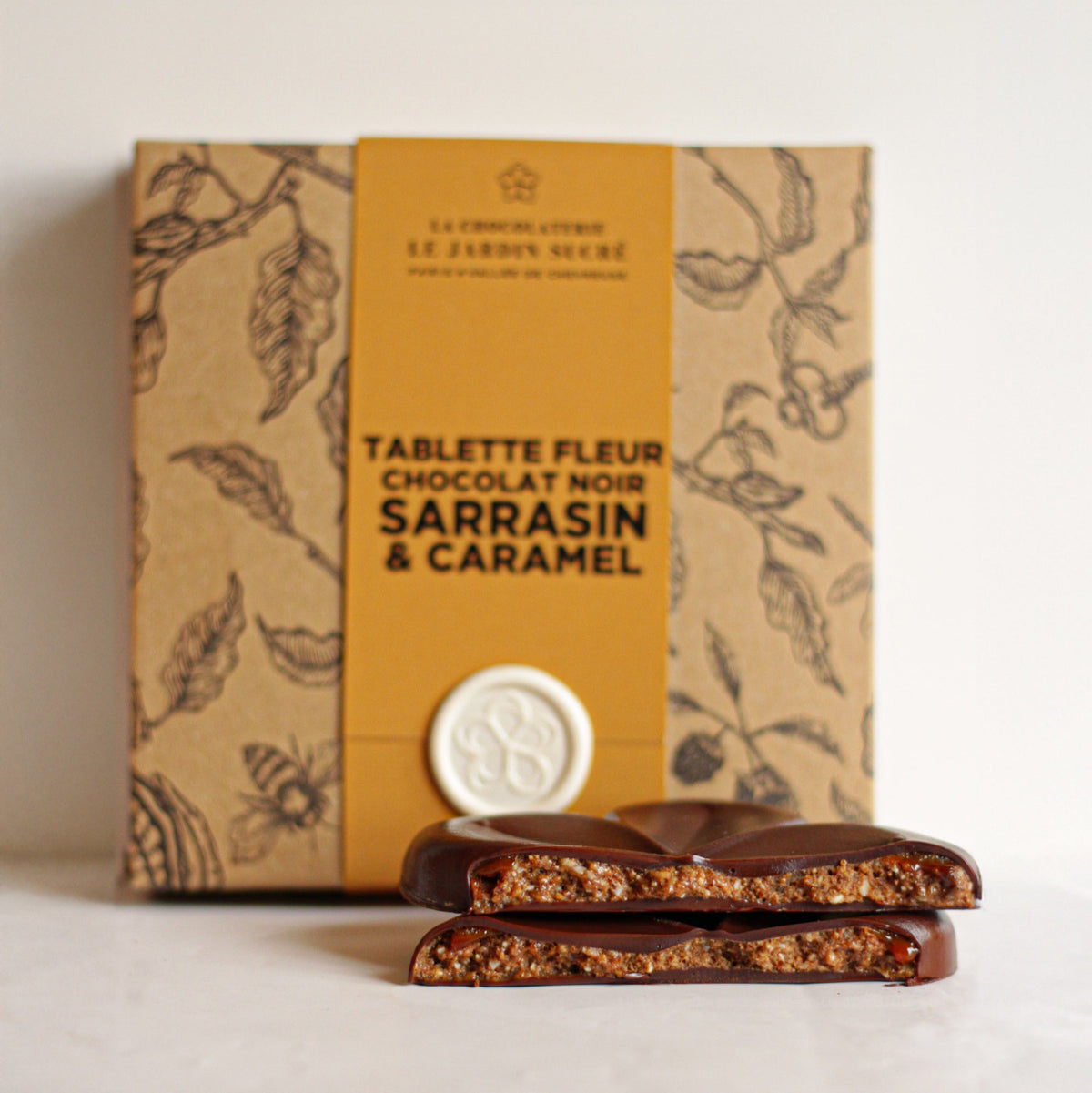Tablette Fleur Praliné Sarrasin - Caramel & Chocolat Noir