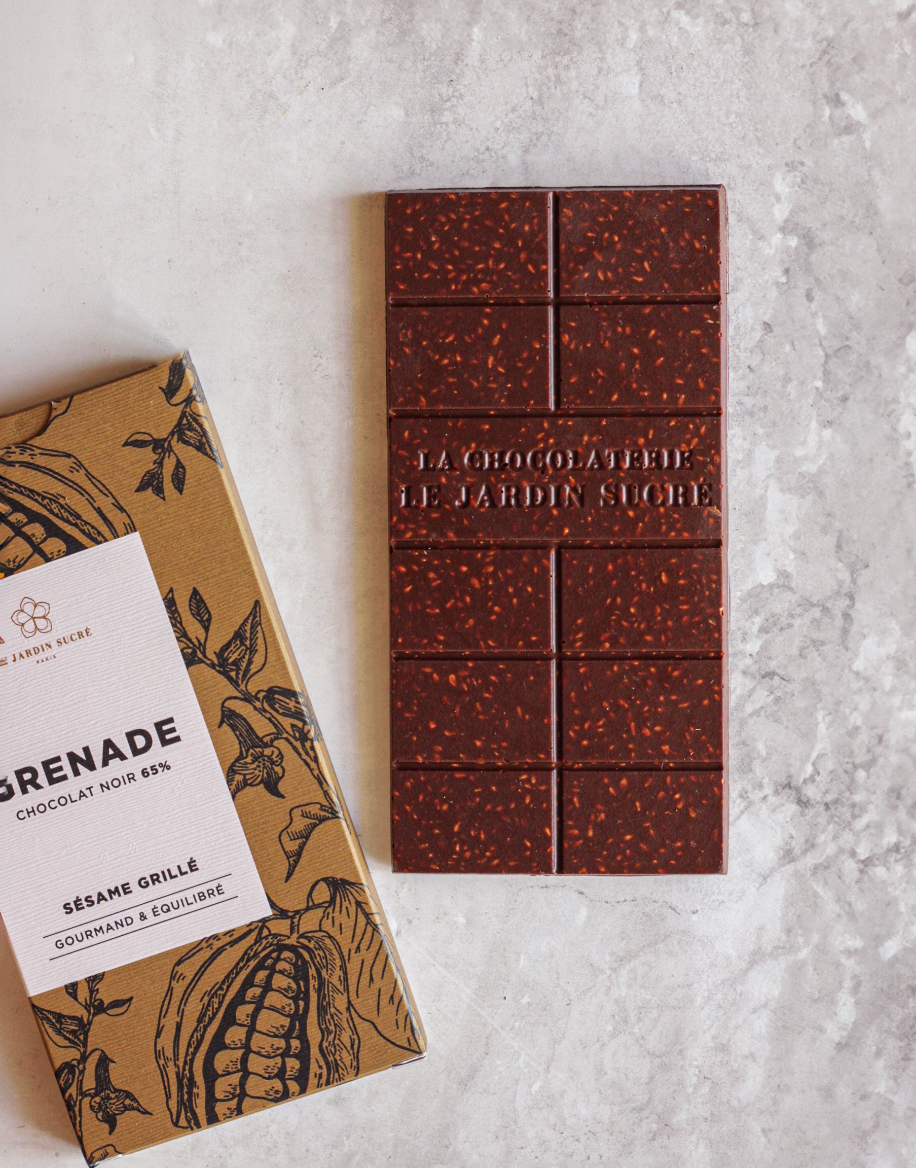 Tablette Chocolat Noir et Sésame grillé