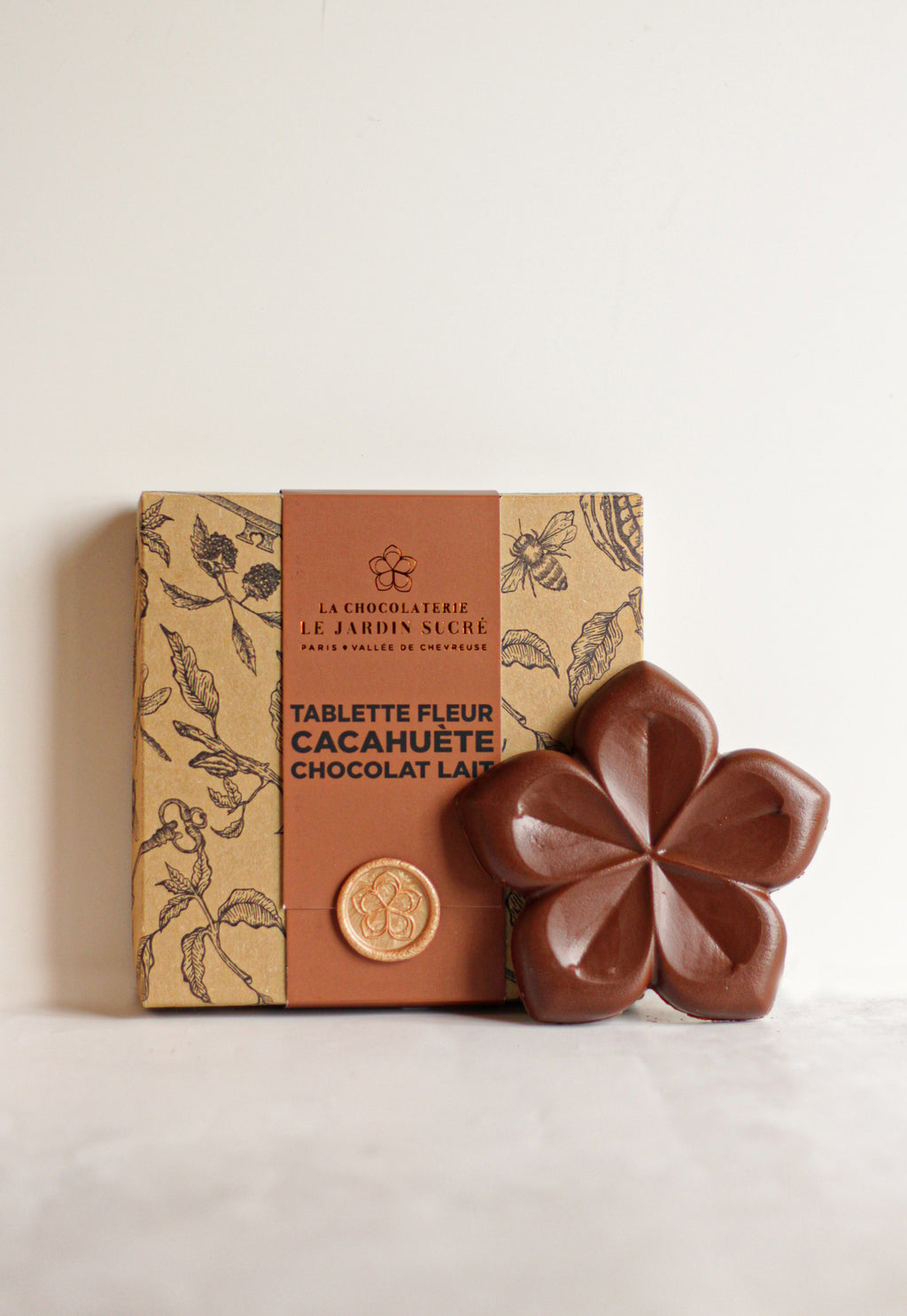 Tablette fleur chocolat au lait et praliné cacahuète