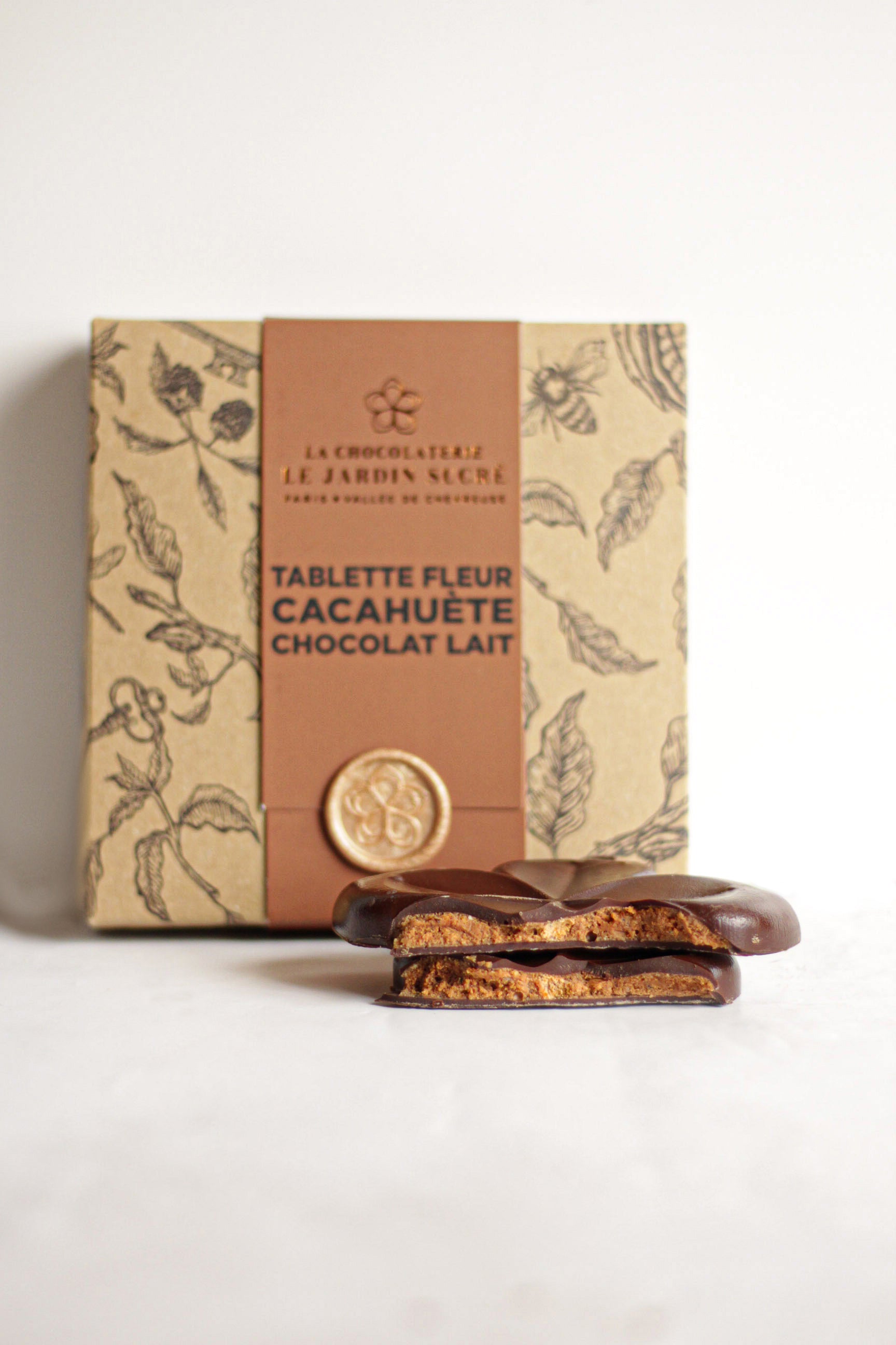 Tablette fleur chocolat au lait et praliné cacahuète