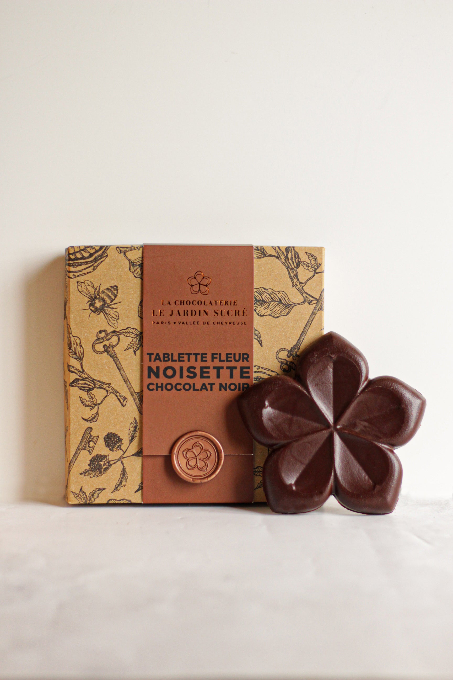 Tablette fleur chocolat noir et noisette