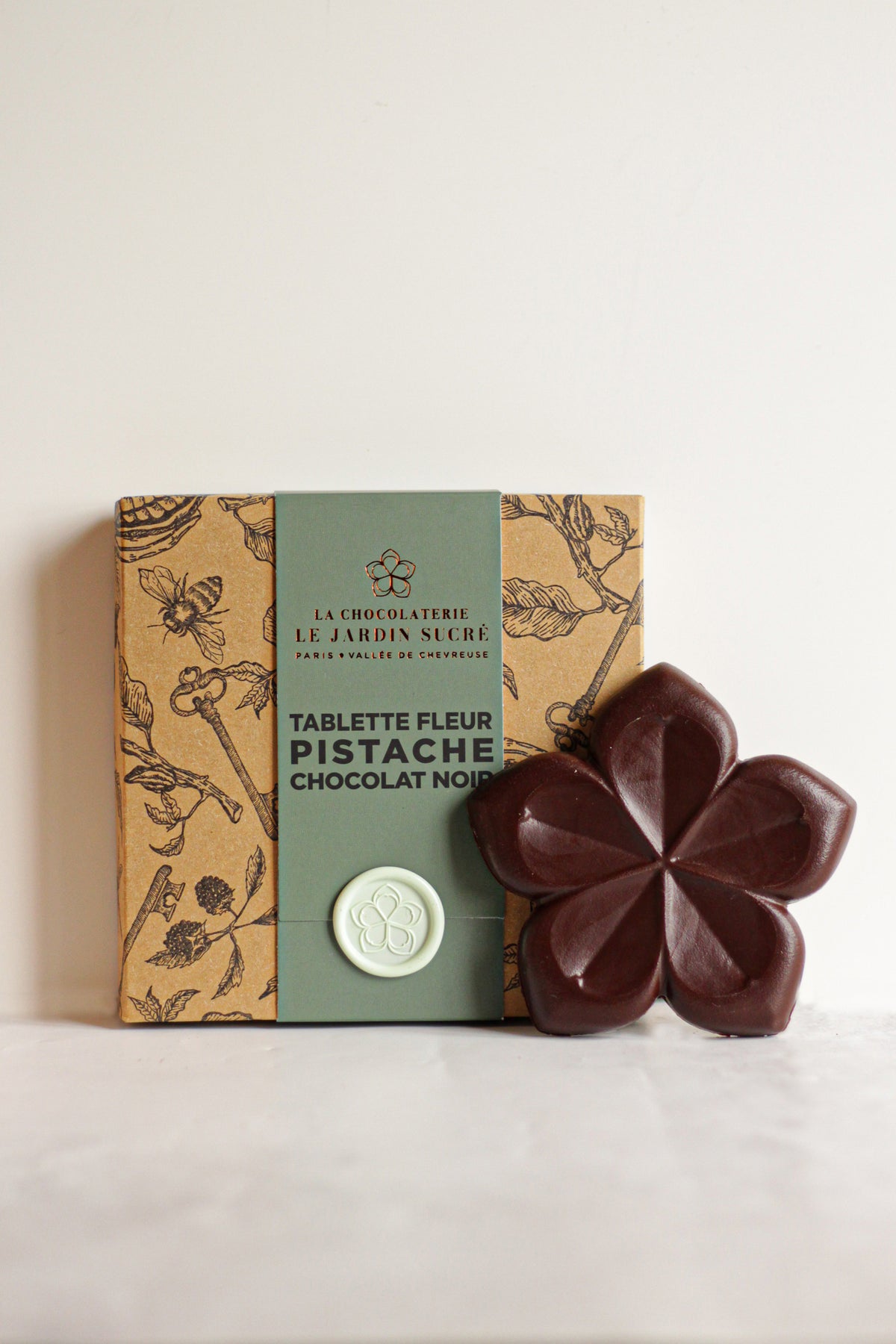 tablette chocolat noir fleur pistache